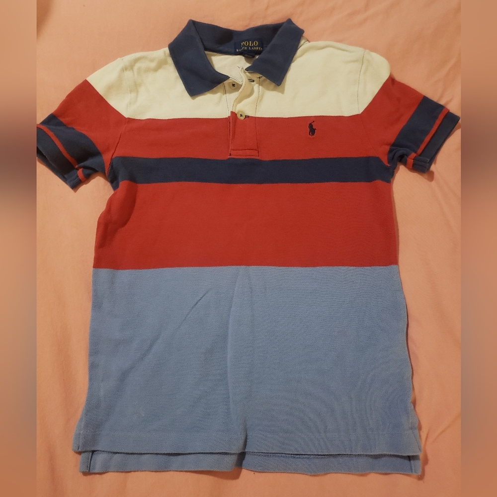 Polo by Ralph Lauren Red, Blue, and Cream Kids Polo Shirt